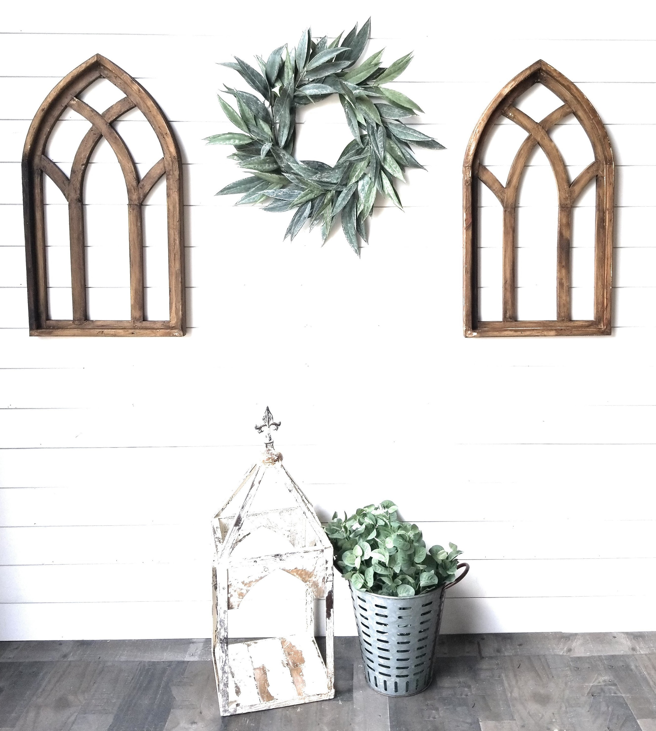 Medium Farmhouse Wood Cathedral Window Arch Rustic Brown- The Farmhouse Cathedral Window Medium - Ranch Junkie Mercantile LLC